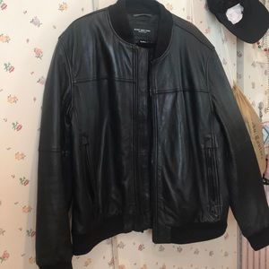 Marc New York Black Leather Bomber Jacket